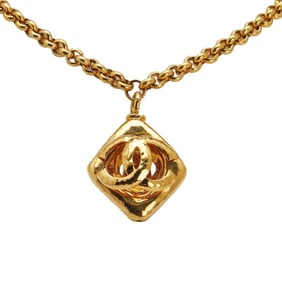 Chanel Coco Mark diamond motif necklace, gold plated, women's.