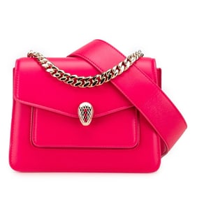 BVLGARI Serpenti Forever Handbag/Shoulder Bag, 2-Way, Pink Leather, Women's