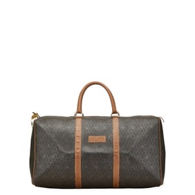 Christian Dior Dior Honeycomb Boston Bag Travel Black Brown Leather Women's