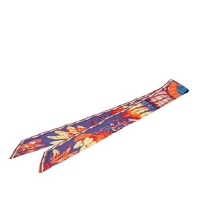 Hermès Twilly "Soie Brazil" Scarf, Silk, Orange, Purple, Multicolor, Women's, HERMES