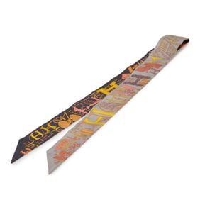 Hermès Twilly 1001H Thousand and One H Scarf Muffler Black Gray Orange Silk Women's HERMES