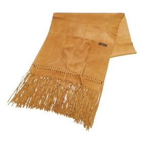 LOEWE Anagram Fringe Scarf in Beige Nubuck Leather for Women