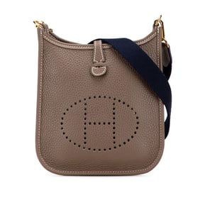 Hermes Hermès Evelyn TPM Shoulder Bag in Etoupe Leather with Gold Hardware and Taurillon Clemence
