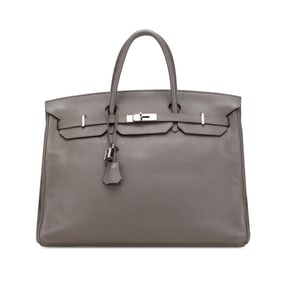 Hermes Birkin 40 Handbag Etain Gray with Silver Hardware and Togo Leather for Women