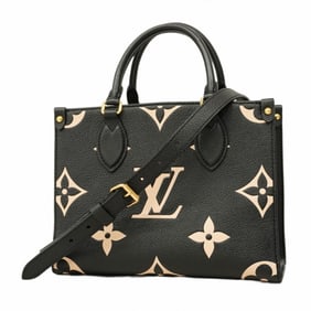 Louis Vuitton Monogram Empreinte Two-Tone On-the-Go PM Handbag M45659 Black/Beige 2-Way Bag for