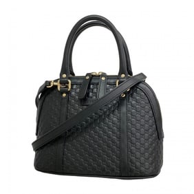 Gucci Micro Guccissima Handbag 449654 Leather Black Champagne 2-Way Bag for Women