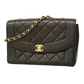 Chanel Diana Matelasse Chain Shoulder Bag in Lambskin, Black, Women's