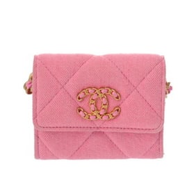 CHANEL Chanel 19 Flap Coin Purse with Chain Shoulder Strap, Pink, AP1787, Women's Canvas Case
