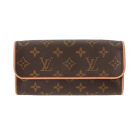 LOUIS VUITTON Monogram Pochette Twin PM Brown M51854 Women's Canvas Shoulder Bag