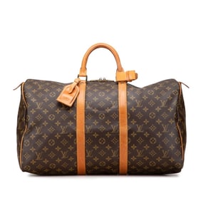 Louis Vuitton Monogram Keepall 50 Boston Bag/Travel Bag M41426 Brown PVC Leather Women's LOUIS
