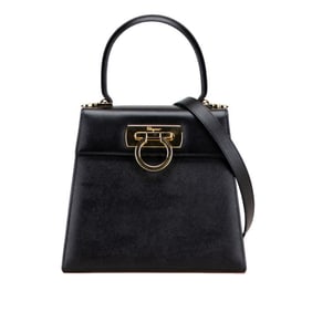 Salvatore Ferragamo Gancini handbag/shoulder bag, 2-way, black leather, women's.