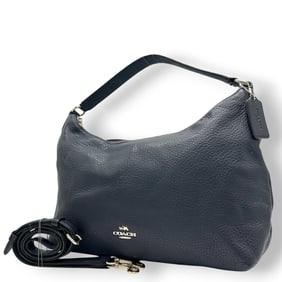 Coach 2-Way Shoulder Bag/Handbag F36628, Pebbled Leather, Navy Blue, Women's, Size 45