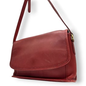 Coach shoulder bag, crossbody, flap, glove-tanned leather, red, women's, vintage, s51