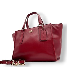 Coach 2-Way Handbag/Shoulder Bag Mini Ellis Tote 33537 Pebbled Leather Red Women's U12