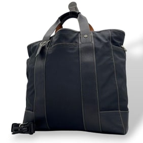 Coach Tote Bag, Shoulder 2-Way, Black, Canvas, Leather, Logo Tag, Silver Hardware, J1082-F05364