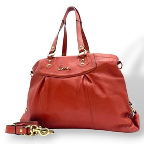 Coach Madison Ashley 2-Way Handbag, Orange Leather Shoulder Tote, Gold Hardware, G1261-F19243