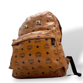 MCM Visetos Pattern Backpack, Brown, A4 Size, Studded Leather, T2