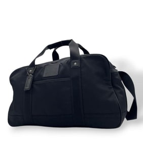 Coach Boston bag, black canvas and leather, 2-way, one-shoulder tote handbag with logo plate, F70504