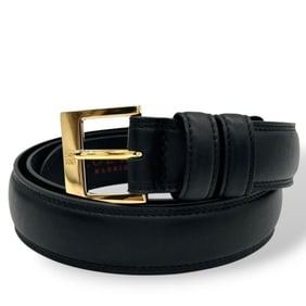 Loewe Anagram Logo Leather Belt in Black with Gold Hardware