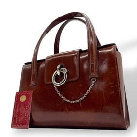 Cartier Panthère Leather Flap Tote Bag, Brown, Silver Hardware, Chain, Handbag