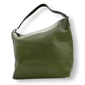 Kate Spade one-shoulder hobo bag in grained leather with a striped liner green and khaki. Size s1.