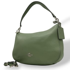 Coach 2-way handbag, green leather hobo tote bag, COACH 56819 s37, khaki and lime green,