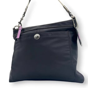 Coach Shoulder Bag F13329 Crossbody Nylon Leather Black Women's Men's S1