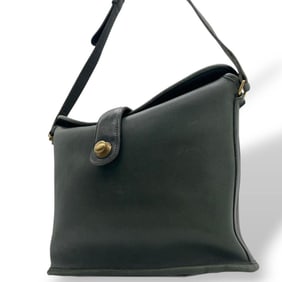 Coach shoulder bag, green, old turnlock leather, s46 8122, gold hardware, logo tag, COACH
