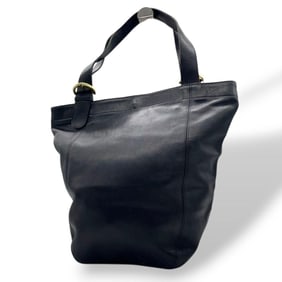 Black Coach tote bag, old one-shoulder COACH U12 handbag, leather, with metal hardware and logo tag,