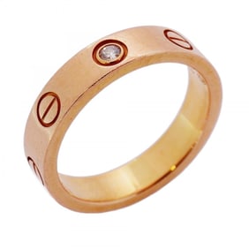 Cartier Mini Love 1PD Ring, 18KPG Pink Gold with Diamonds, #48, Women's