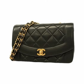 Chanel Diana Matelasse Chain Shoulder Bag in Lambskin, Black, Women's