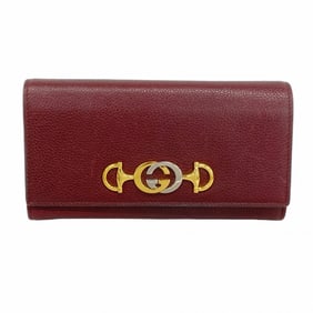 Gucci Zumi Long Wallet 573612 Leather Bordeaux Gold Women's