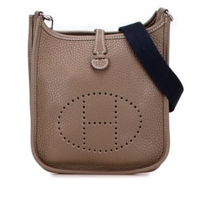 Hermes Hermès Evelyn TPM Amazon Shoulder Bag in Etoupe, Greige, Silver Hardware, Taurillon Clemence