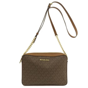 Michael Kors MK Signature Shoulder Bag Leather/Coated Canvas Women's