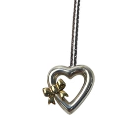 Tiffany Women's Heart Ribbon Necklace 750 925 Combination