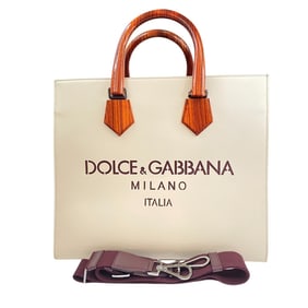 Dolce & Gabbana D&G Men's 2-way Shoulder Bag Tote Wood Leather