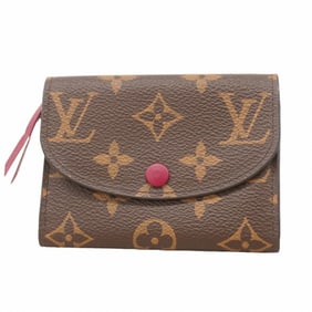 Louis Vuitton Monogram Porte Monnaie Wallet/Coin Case M41939 Brown Fuchsia Women's