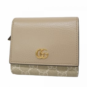 Gucci GG Marmont Supreme Wallet 598587 Leather Beige Women's