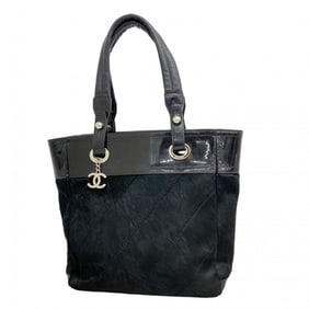 Chanel Paris-Biarritz Tote Bag, Patent Leather and Ponytail, Black, Women's