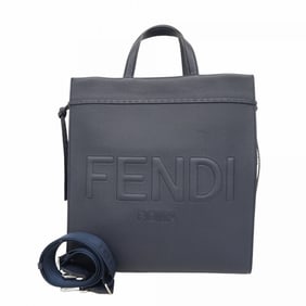 Fendi Roma Go-To Shopper Handbag, Leather, Navy, 2-Way Bag, Women's