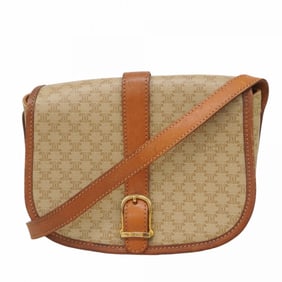 Celine Shoulder Bag Macadam Beige Light Brown Women's