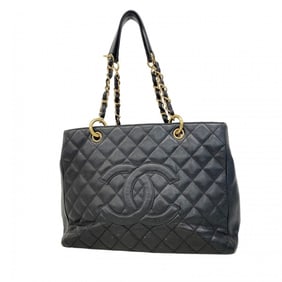 Chanel Matelasse Shoulder Bag with Chain Bag, Caviar Skin, Black, Women's, P1401494