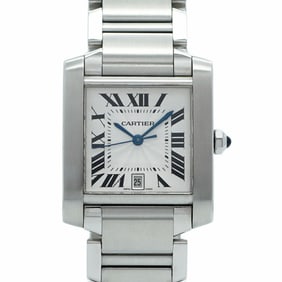 Cartier Tank Française LM W51002Q3 Silver Dial Women's Watch