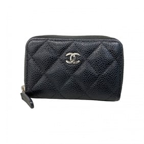 Chanel Wallet/Coin Case Matelasse Caviar Leather Black Women's P1400332