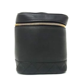 CHANEL Bicolor Vanity Bag - Black Leather with Coco Mark and Matelasse Design