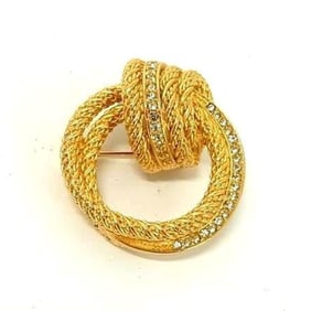 Christian Dior Brooch - Gold Metal Rhinestones for Women