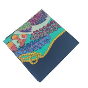 HERMES Carré 90 Grands Fonds Scarf - Multicolor 100% Silk Women's Deep Sea