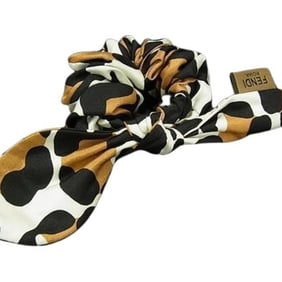 FENDI Hair Accessory Scrunchie - Brown, Ivory, and Black Silk Women's Tie Ribbon