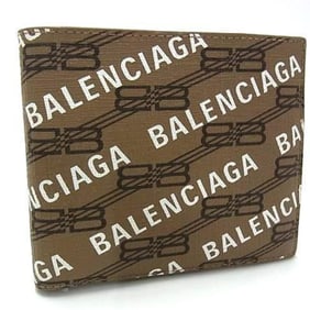 BALENCIAGA Signature Square Folded Coin Wallet 594315, Brown Leather, Men's
