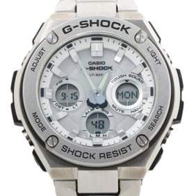 CASIO GSHOCK G-Steel GST W100D Men's Watch, Silver, Stainless Steel, Resin, Analog-Digi,
